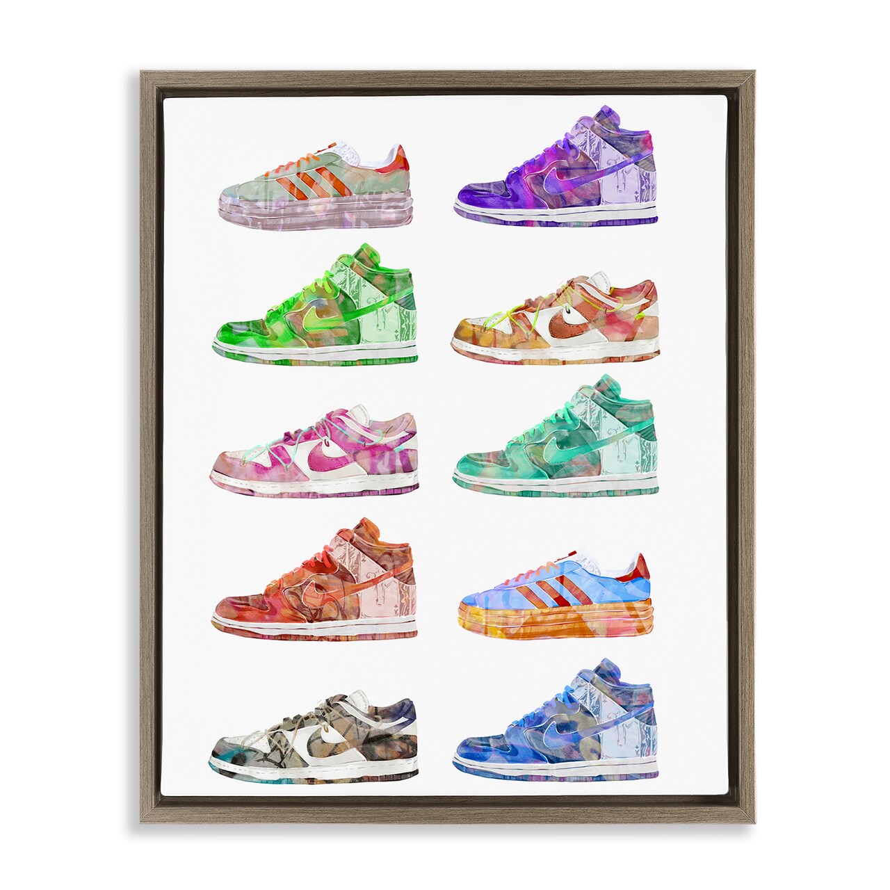 Stupell Industries Rows of Chic Sneakers Framed Floater Canvas Wall Art Design by Ziwei Li